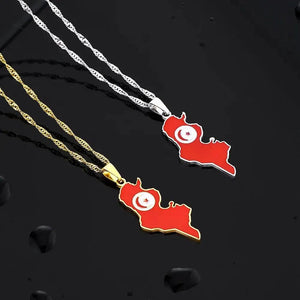 Tunisia Flag Map Necklace