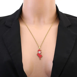 Tunisia Flag Map Necklace