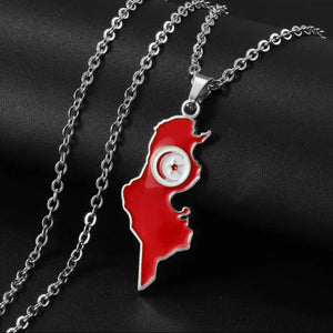 Tunisia Flag Map Necklace