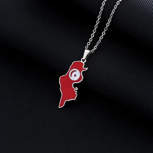Tunisia Flag Map Necklace