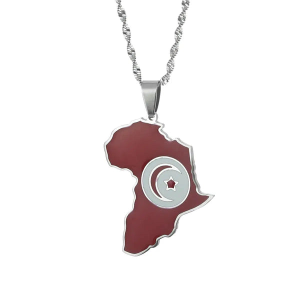 Tunisia Flag Map Necklace