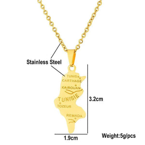Tunisia Flag Map Necklace