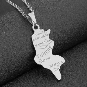 Tunisia Flag Map Necklace