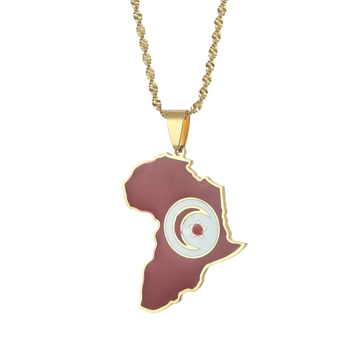 Tunisia Flag Map Necklace