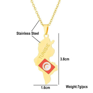 Tunisia Flag Map Necklace