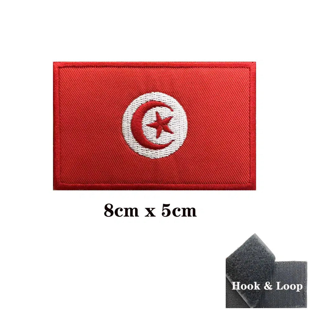 Tunisia Flag Patch - Iron On/Hook & Loop Patch