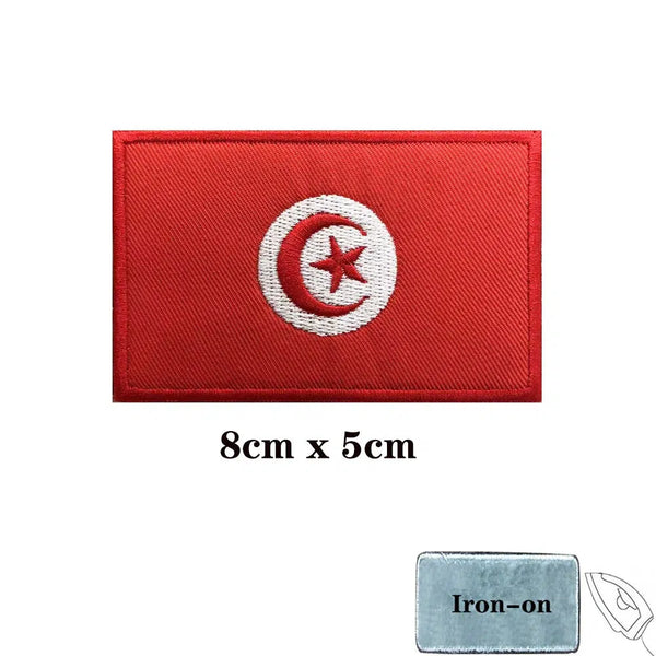 Tunisia Flag Patch - Iron On/Hook & Loop Patch