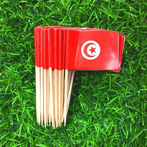 Tunisia Flag Toothpicks - Cupcake Toppers (100Pcs)