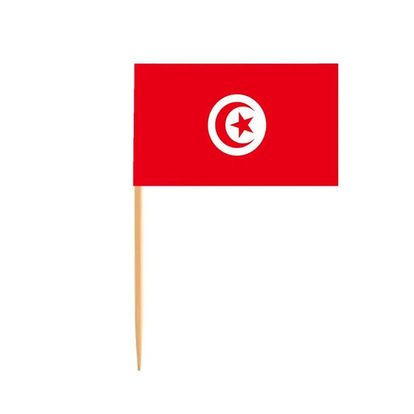 Tunisia Flag Toothpicks - Cupcake Toppers (100Pcs)
