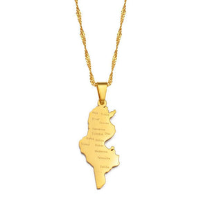 Tunisia Map Necklace