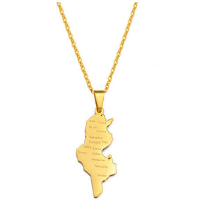 Tunisia Map Necklace