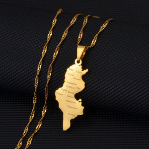 Tunisia Map Necklace