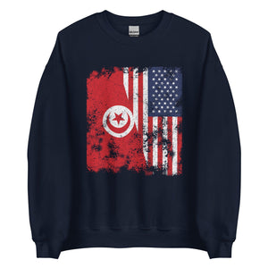 Tunisia USA Flag - Half American Sweatshirt
