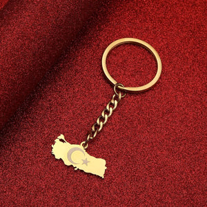 Turkey Flag Map Keychain