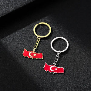 Turkey Flag Map Keychain