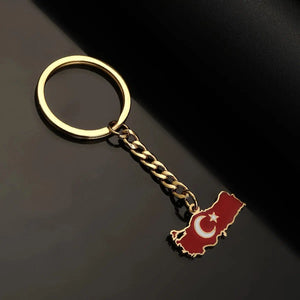 Turkey Flag Map Keychain