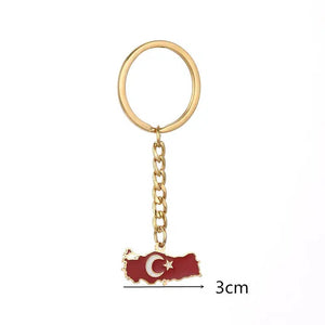 Turkey Flag Map Keychain