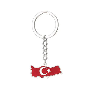 Turkey Flag Map Keychain