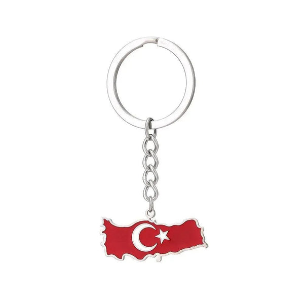 Turkey Flag Map Keychain