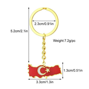 Turkey Flag Map Keychain