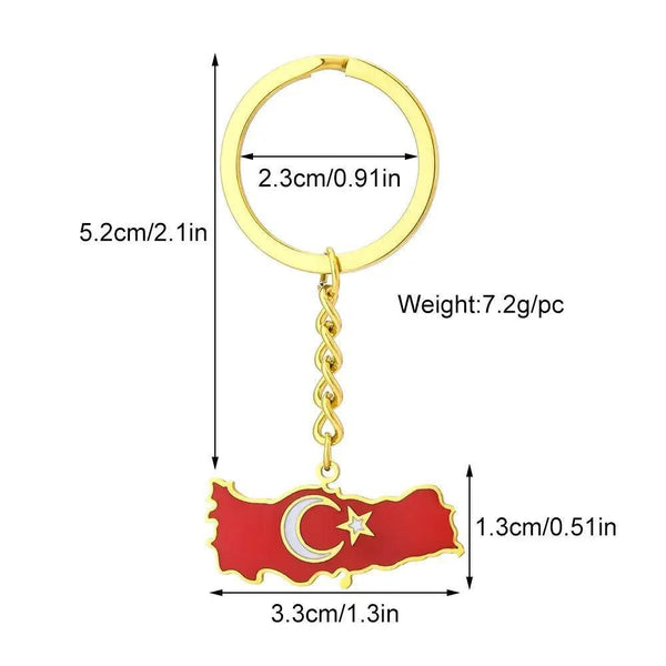 Turkey Flag Map Keychain