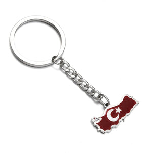 Turkey Flag Map Keychain