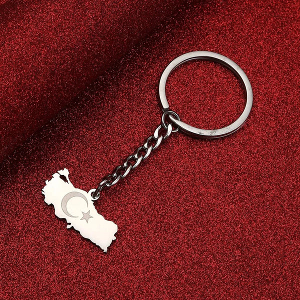 Turkey Flag Map Keychain