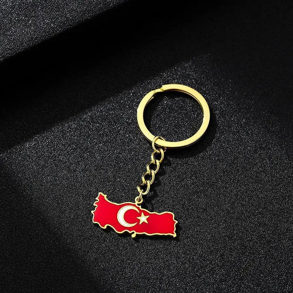 Turkey Flag Map Keychain