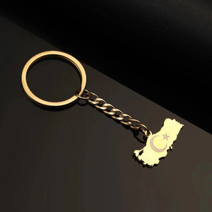 Turkey Flag Map Keychain