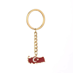 Turkey Flag Map Keychain