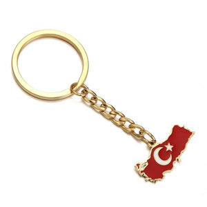 Turkey Flag Map Keychain