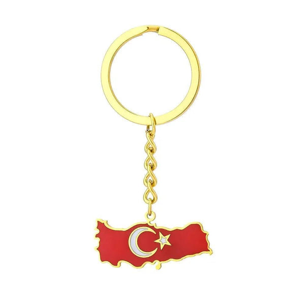 Turkey Flag Map Keychain