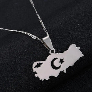 Turkey Flag Map Necklace