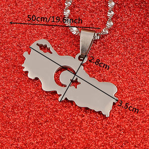 Turkey Flag Map Necklace