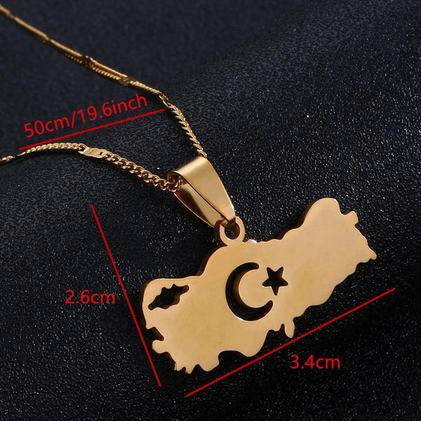 Turkey Flag Map Necklace