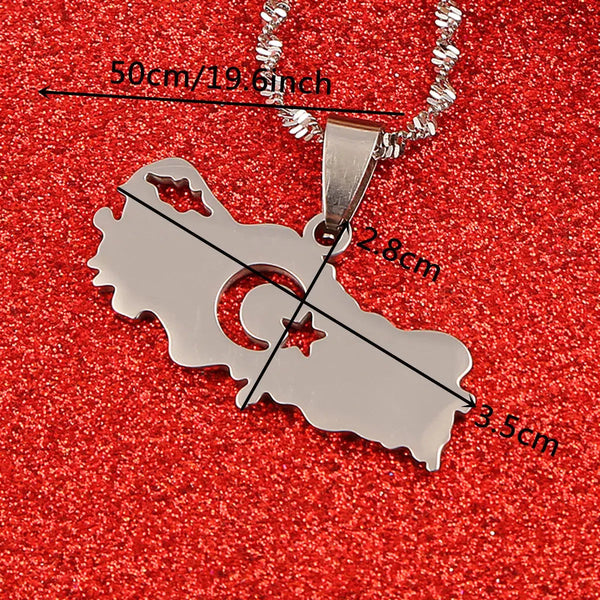 Turkey Flag Map Necklace