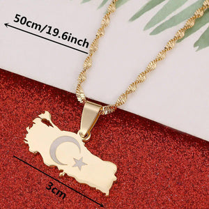 Turkey Flag Map Necklace