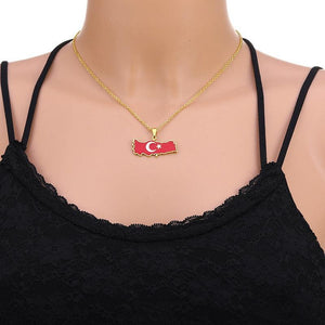 Turkey Flag Map Necklace