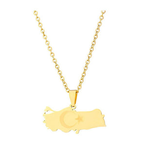 Turkey Flag Map Necklace