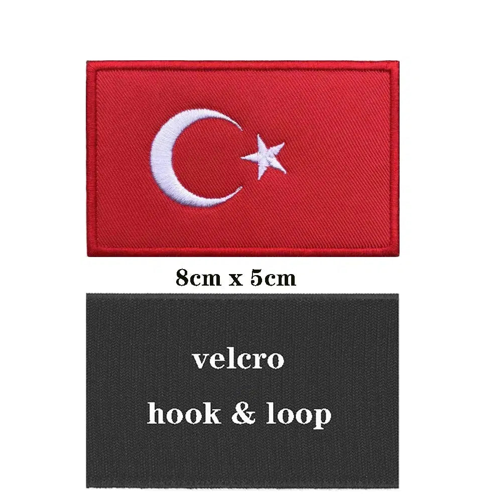 Turkey Flag Patch - Iron On/Hook & Loop Patch