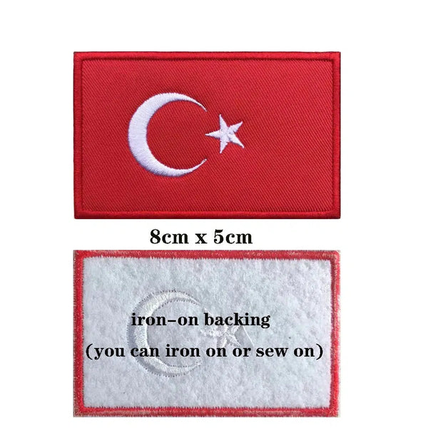 Turkey Flag Patch - Iron On/Hook & Loop Patch