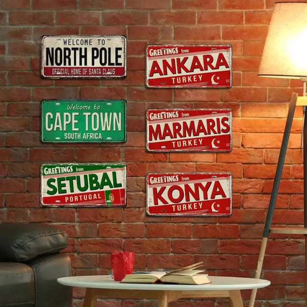Turkey, Portugal, South Africa & North Pole Flag License Plates