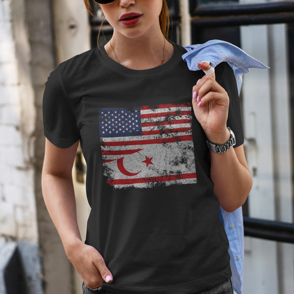 Turkish Republic of Northern Cyprus USA Flag T-Shirt