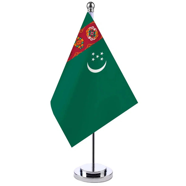 Turkmenistan Desk Flag - Small Office Table Flag