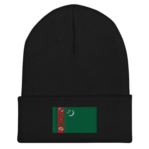 Turkmenistan Flag Beanie - Embroidered Winter Hat