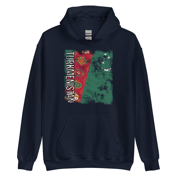 Turkmenistan Flag - Distressed Flag Hoodie