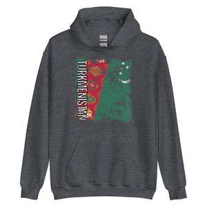 Turkmenistan Flag - Distressed Flag Hoodie