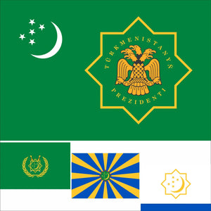 Turkmenistan Presidential Standard Flag - Turkmen Governmental Flags - 90x150cm(3x5ft) - 60x90cm(2x3ft)