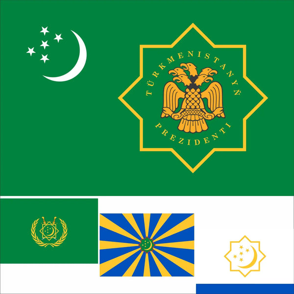 Turkmenistan Presidential Standard Flag - Turkmen Governmental Flags - 90x150cm(3x5ft) - 60x90cm(2x3ft)
