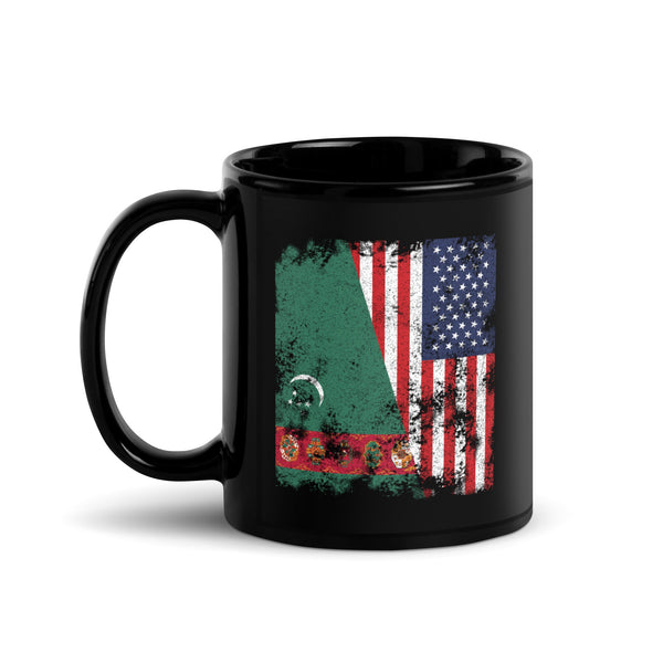 Turkmenistan USA Flag - Half American Mug